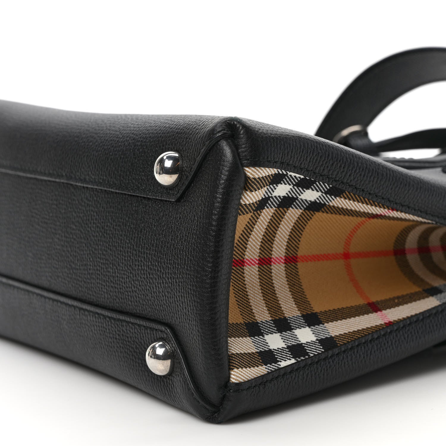 Burberry Grainy Calfskin House Check Small Banner Tote Black 10 of 11