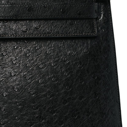Hermes Ostrich Kelly Sellier 35 Black 8 of 14