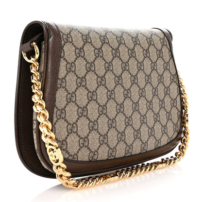 Gucci GG Supreme Monogram Textured Dollar Calfskin Blondie Chain Shoulder Flap Bag Beige Ebony New Acero 3 of 11