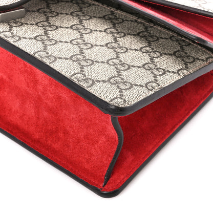 Gucci GG Supreme Monogram Suede Crystal Small Dionysus Shoulder Bag Beige Ebony Vulcanic Red 10 of 10
