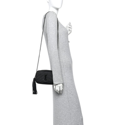 Saint Laurent Grain De Poudre Matelasse Monochrome Monogram Mini Lou Camera Bag Black 2 of 9