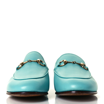 Gucci Lambskin Womens Brixton Horsebit Loafers 37.5 New Acquamarine 3 of 9