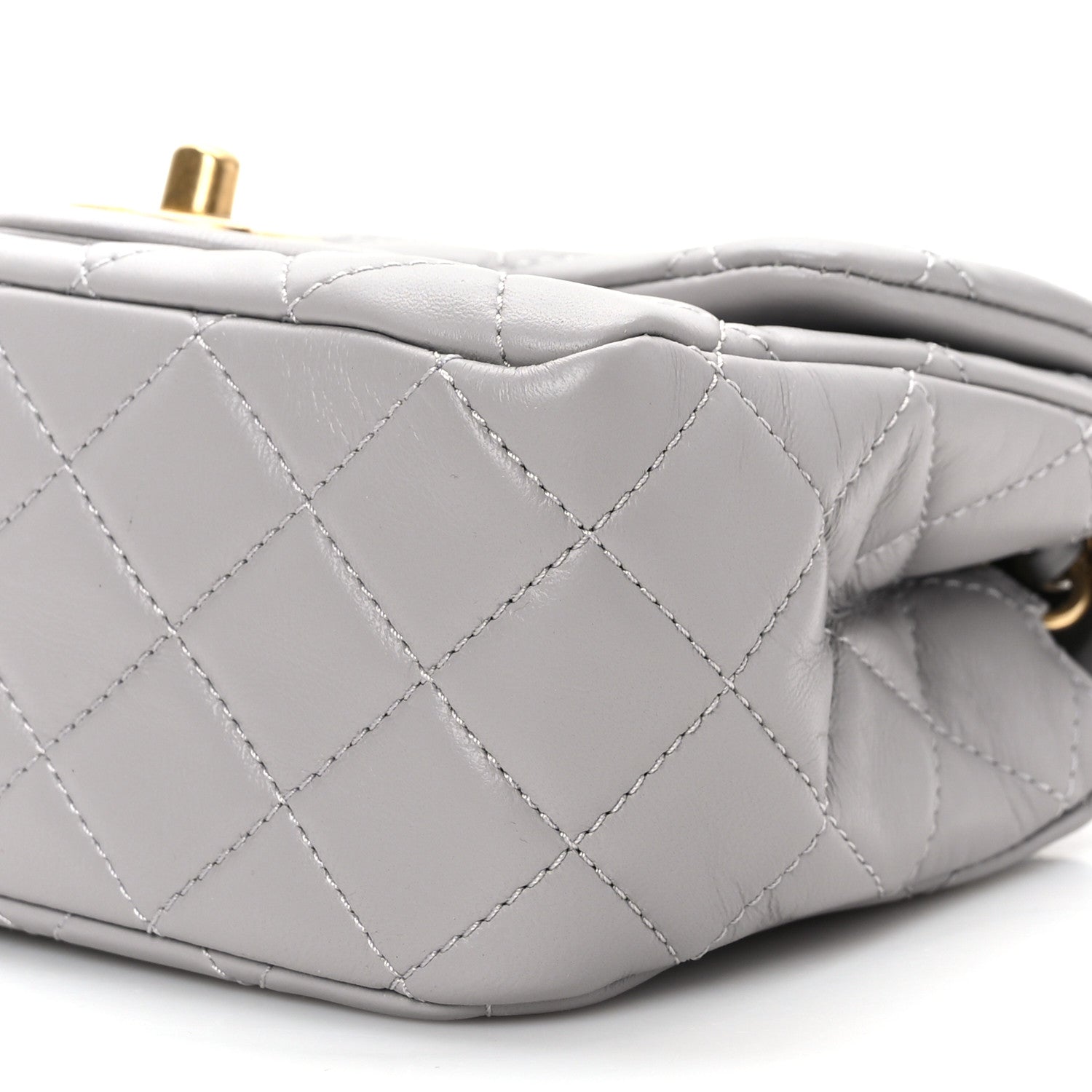 Chanel Lambskin Quilted Mini Pearl Crush Flap Light Grey 9 of 9