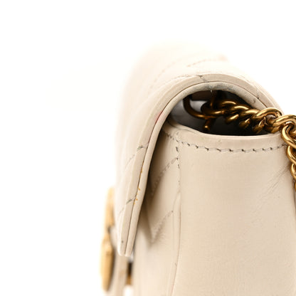 Gucci Calfskin Matelasse Super Mini GG Marmont Shoulder Bag White 18 of 19