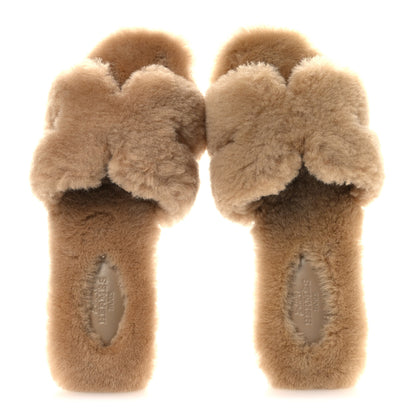Hermes Woolskin Oran Sandals 36 Beige Argile 2 of 10