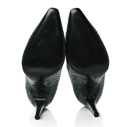Bottega Veneta Vernis Snakeskin Cut Out Lace Booties 40 Emerald Green Black 5 of 7