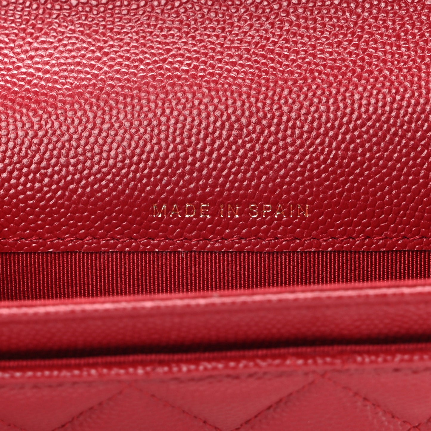 Caviar Quilted Flap Card Holder Wallet Red