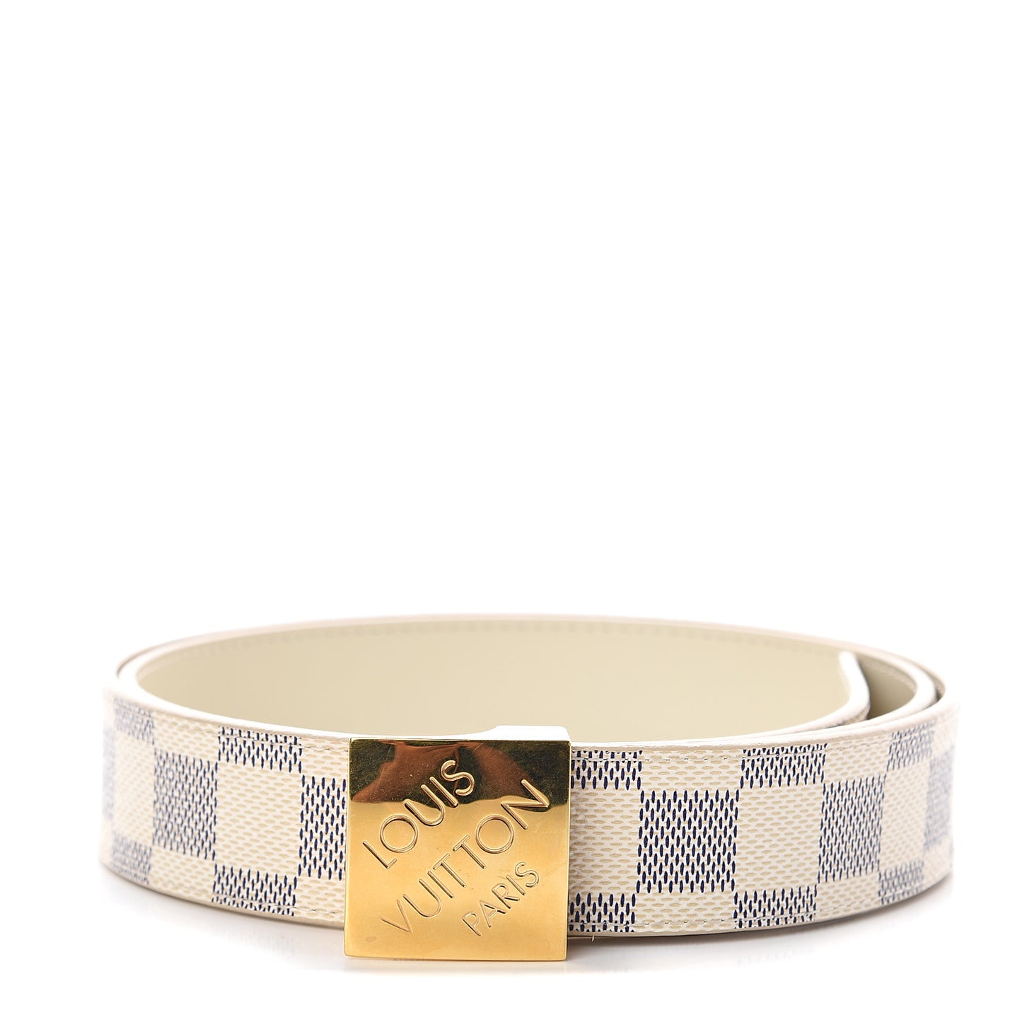 Damier Azur LV Paris Buckle Belt 90 36 Gold
