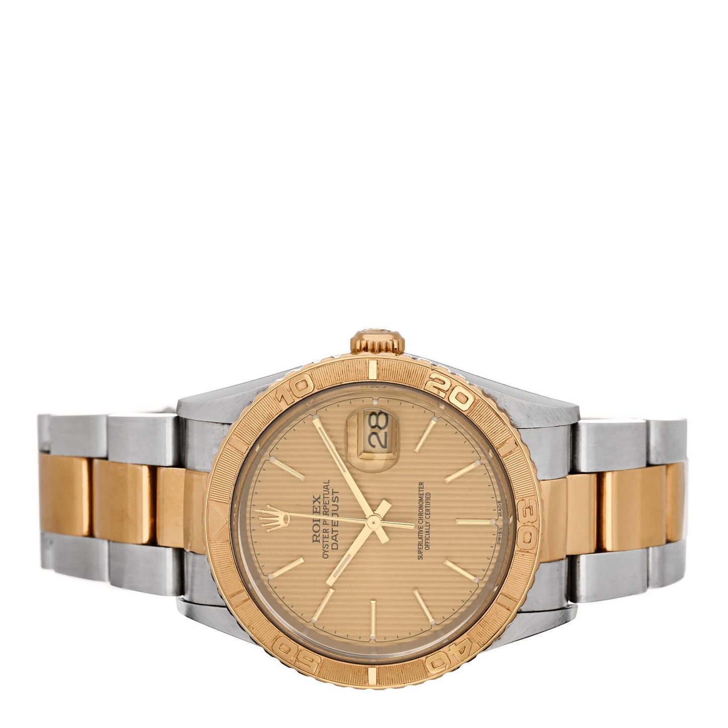Stainless Steel 18K Yellow Gold 36mm Oyster Perpetual "Thunderbird" Datejust Watch Champagne Tapestry 16263