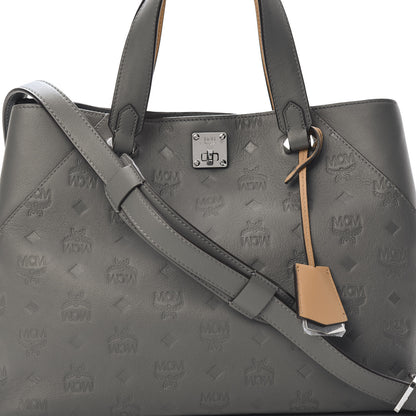 MCM Calfskin Ottomar Monogram Large Essential Tote Charcoal 8 of 10