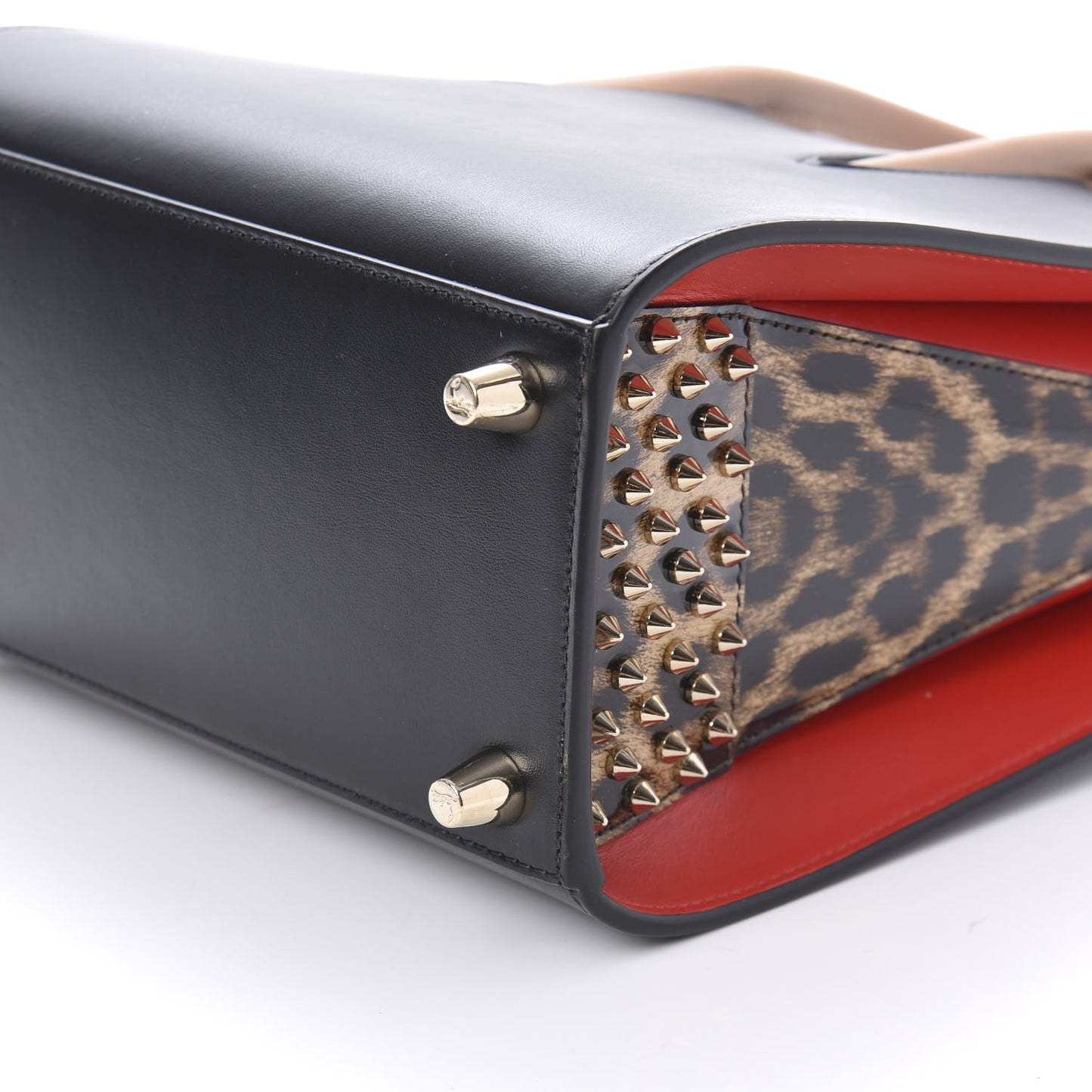 Calfskin Patent Leopard Studded Small Paloma Black