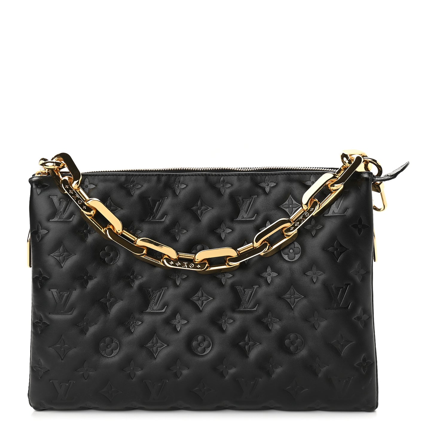 Lambskin Embossed Monogram Coussin MM Black