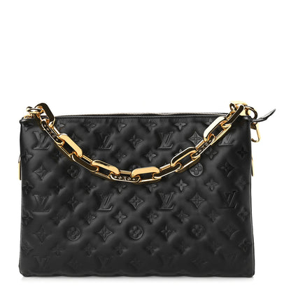 Louis Vuitton Lambskin Embossed Monogram Coussin MM Black 1 of 8