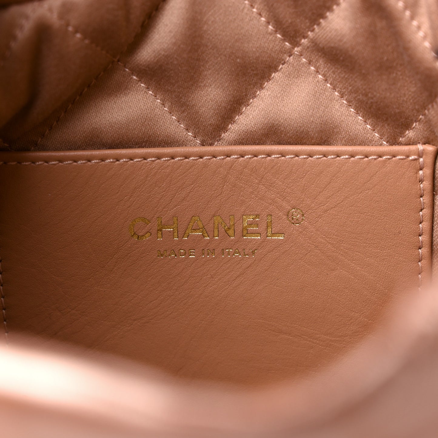 Metallic Calfskin Quilted Mini Chanel 22 Copper