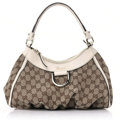 Gucci Monogram Medium D Gold Ring Hobo White 1 of 17