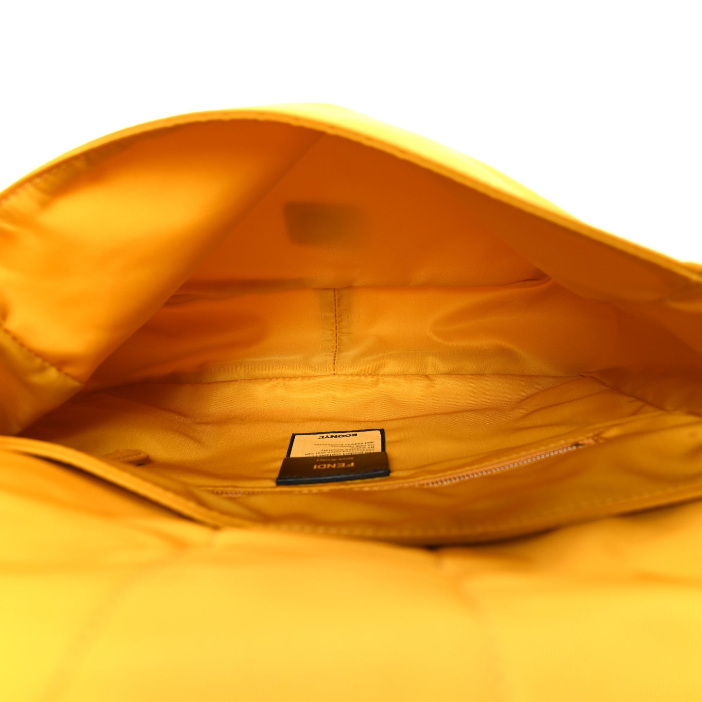 Econyl Nylon Cuoio Romano Monochrome Medium Baguette Messenger Bag Sunflower
