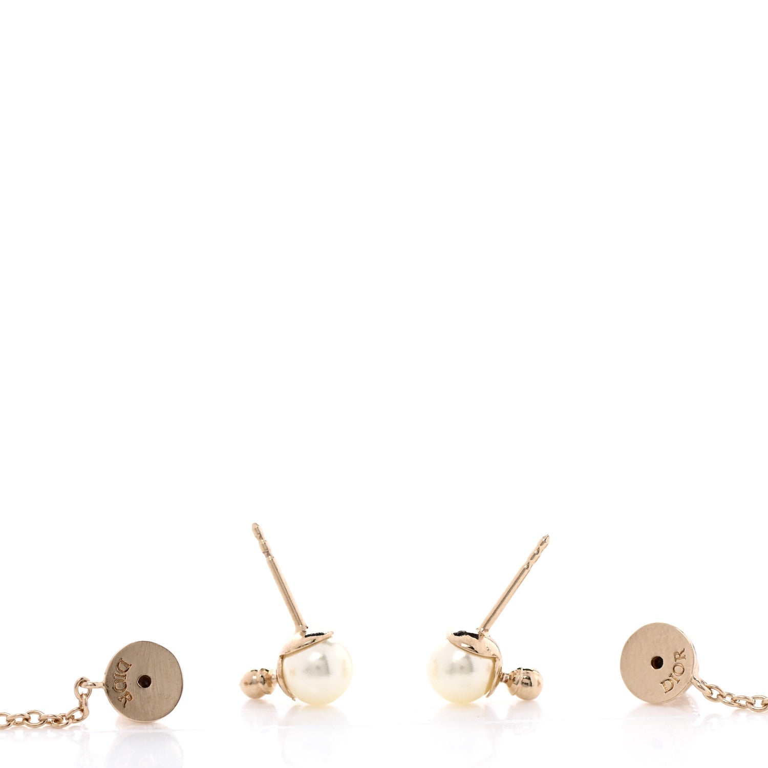 Christian Dior Pearl La Petite Tribale Dangle Chain Earrings Gold 3 of 4