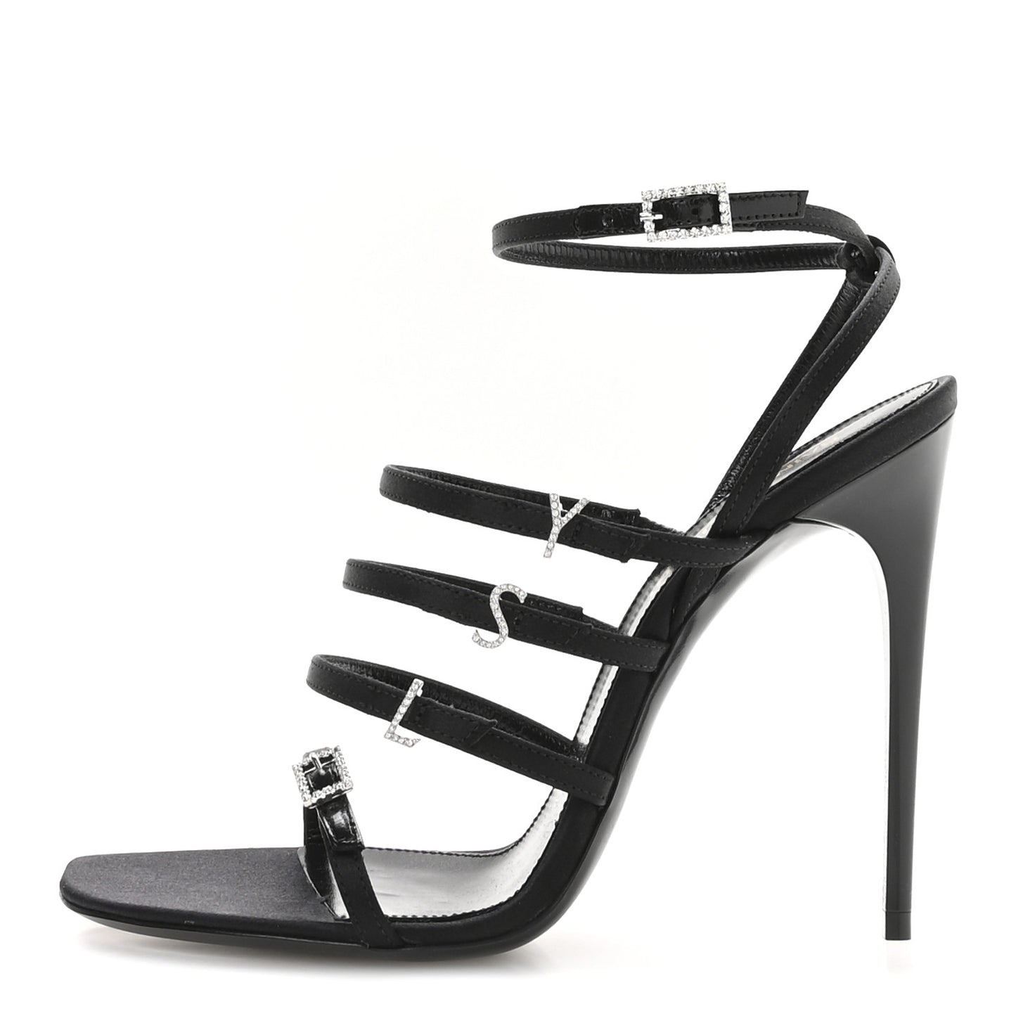Crepe Satin Crystal Jerry 110 Sandals 37 Black