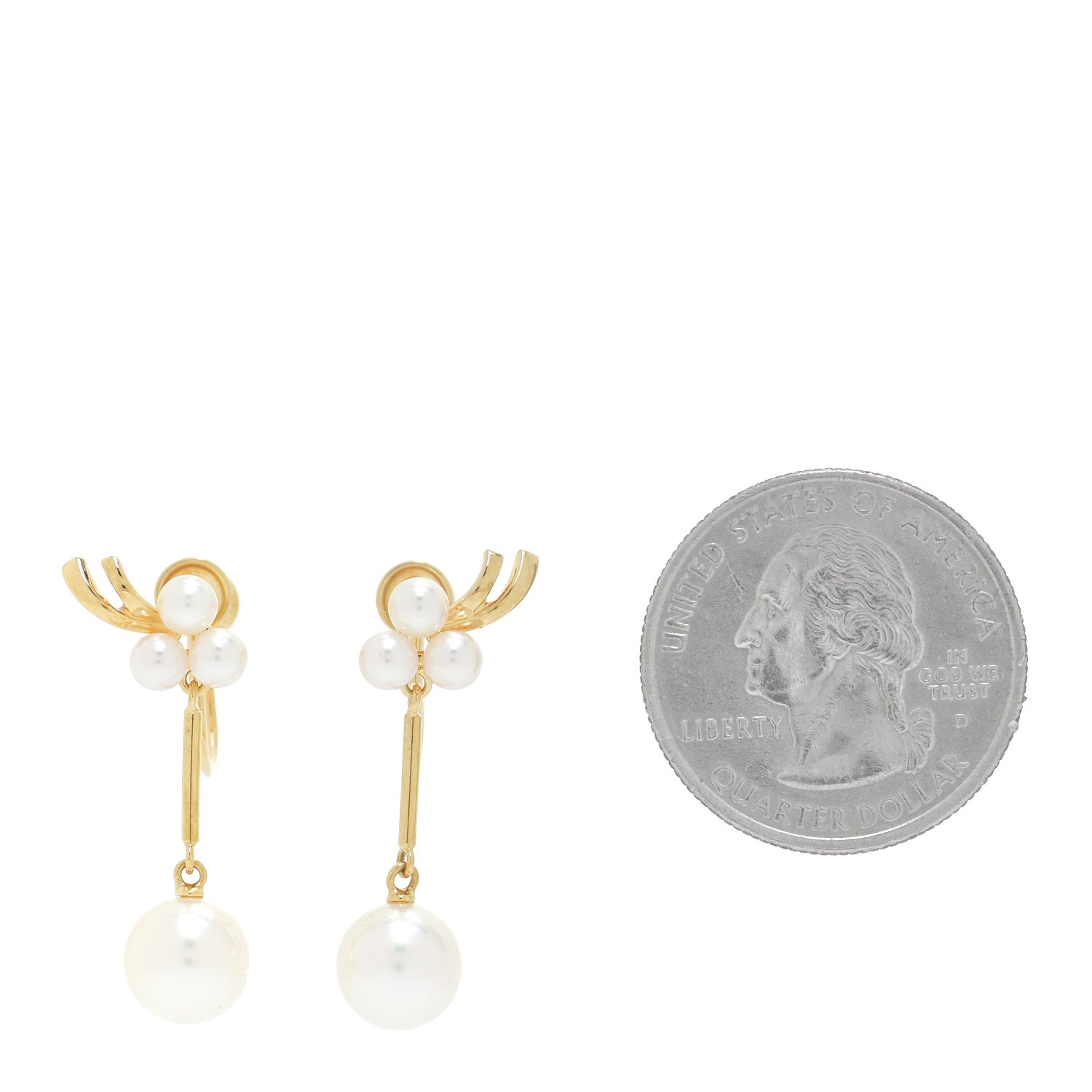 Mikimoto 18K Yellow Gold Akoya Pearl 3.5-8mm Drop Screw-Back Earrings 2 of 4
