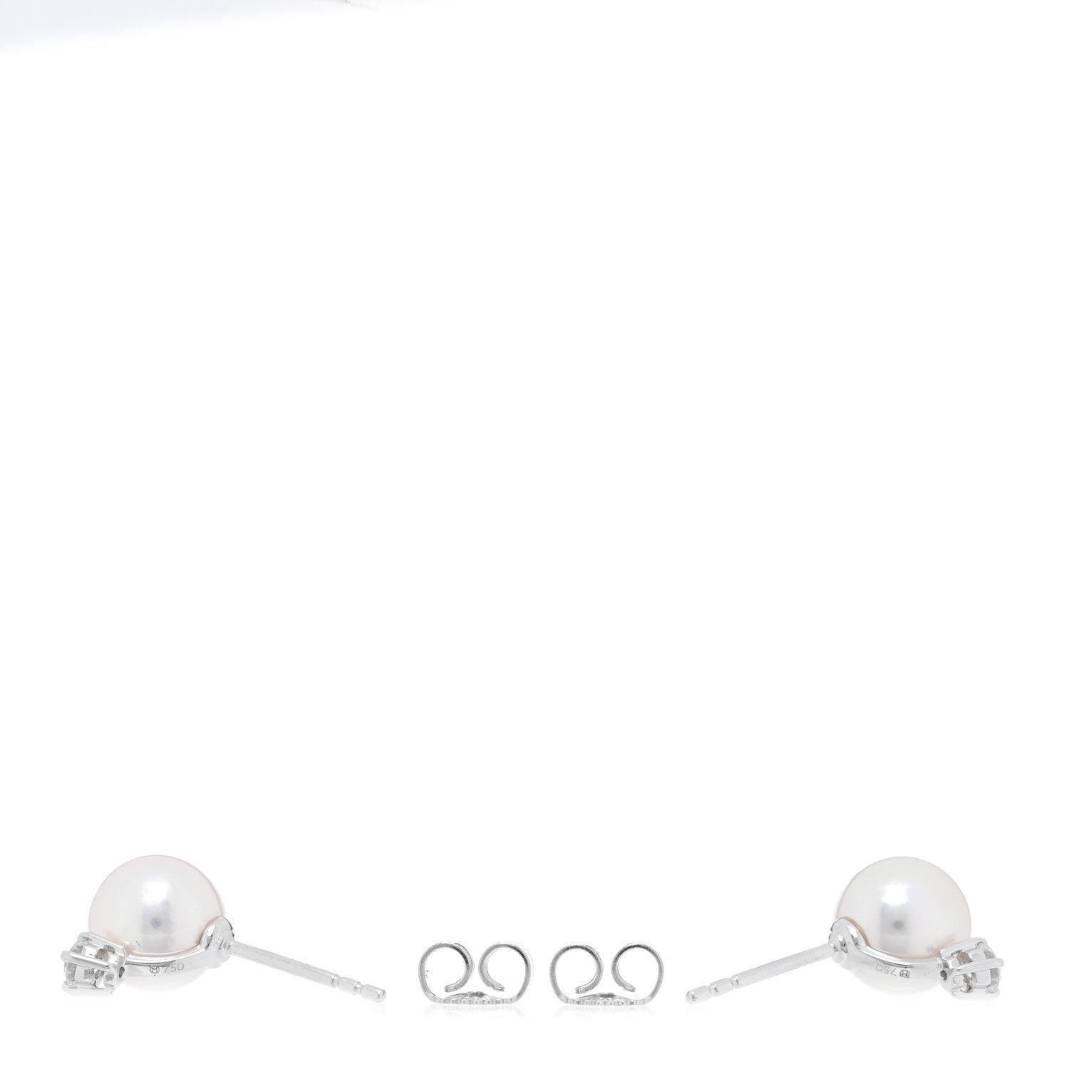Mikimoto 18K White Gold Diamond Akoya Pearl 8-8.5mm Stud Earrings 3 of 5