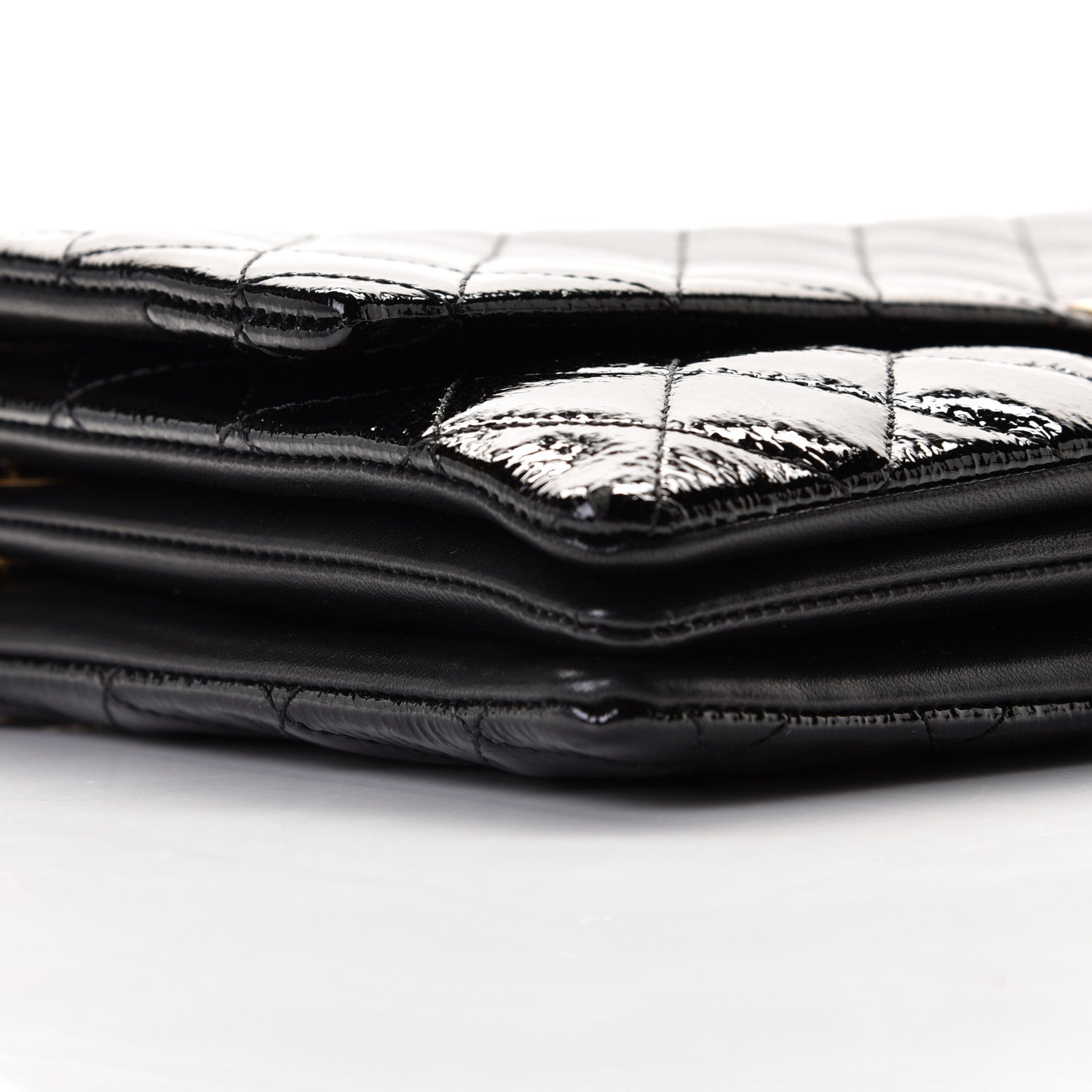 Chanel Patent Goatskin Quilted 3 Pocket Accordion Flap Black 6 of 10