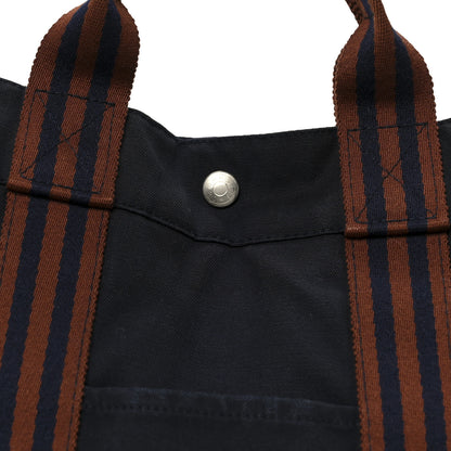 Hermes Canvas Herline Tote MM Navy 9 of 12