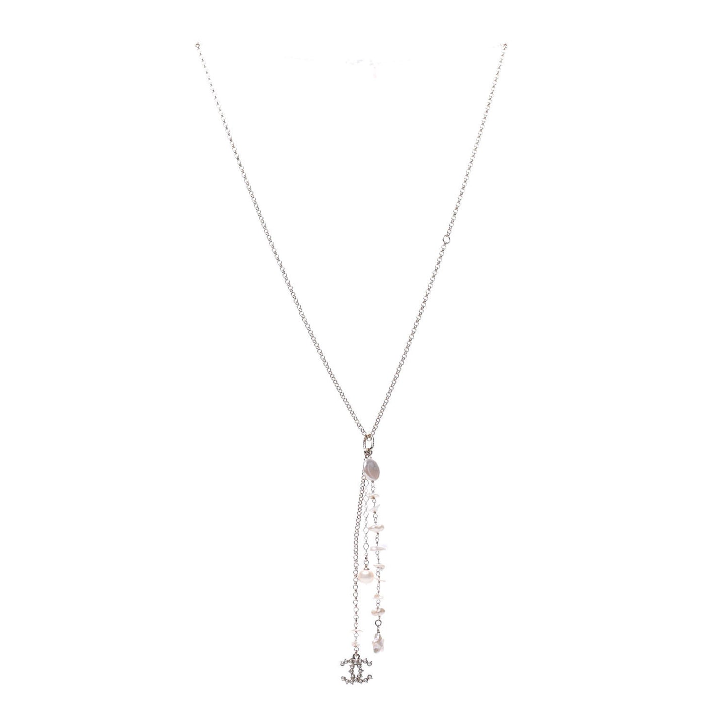 Pearl CC Chain Necklace Gold