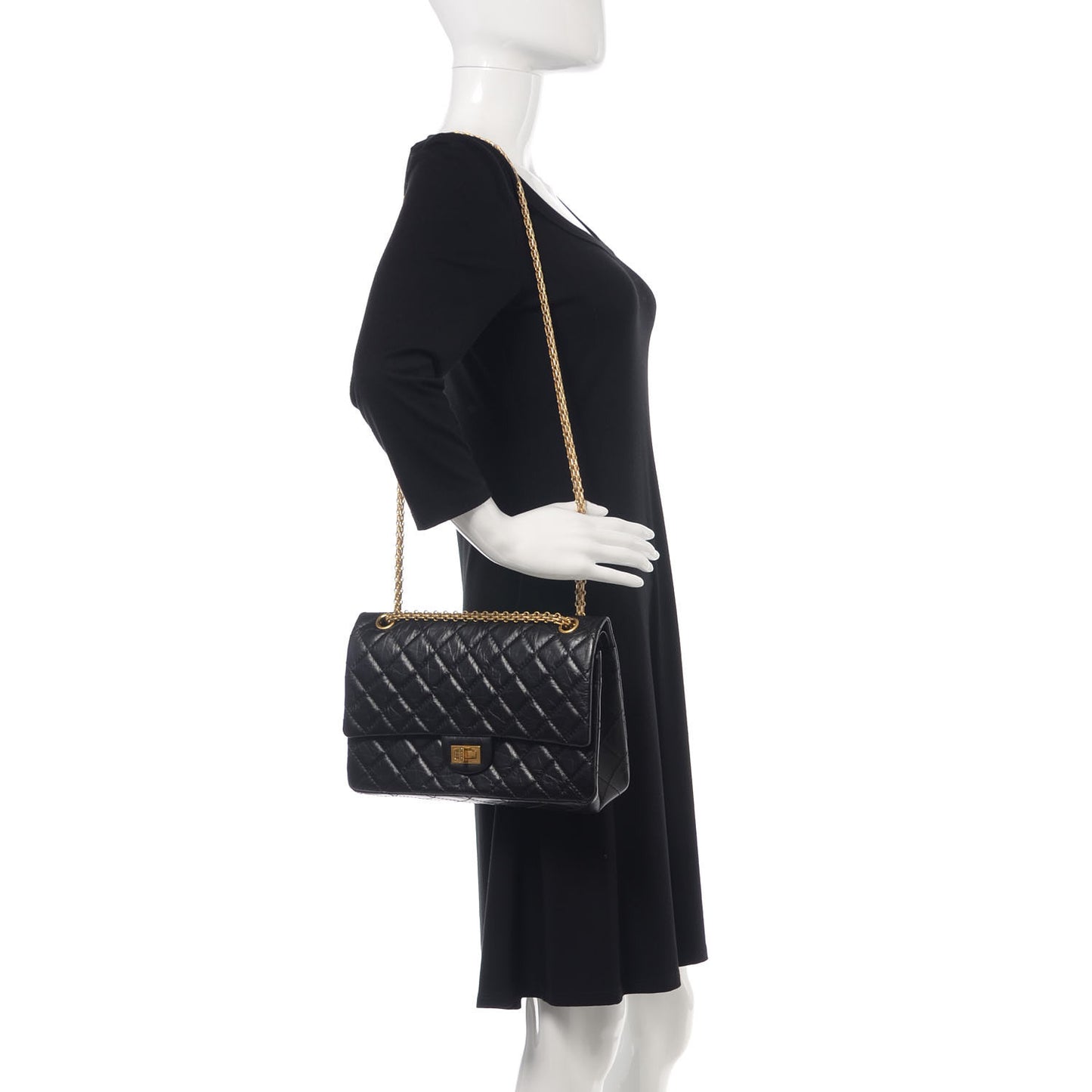 Aged Calfskin Quilted 2.55 Reissue 226 Flap Black