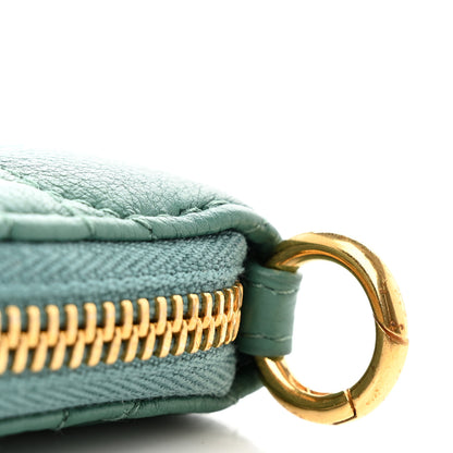 Christian Dior Grained Calfskin Supple Cannage Caro Compact Zip Card Wallet Vert Tundra 8 of 8