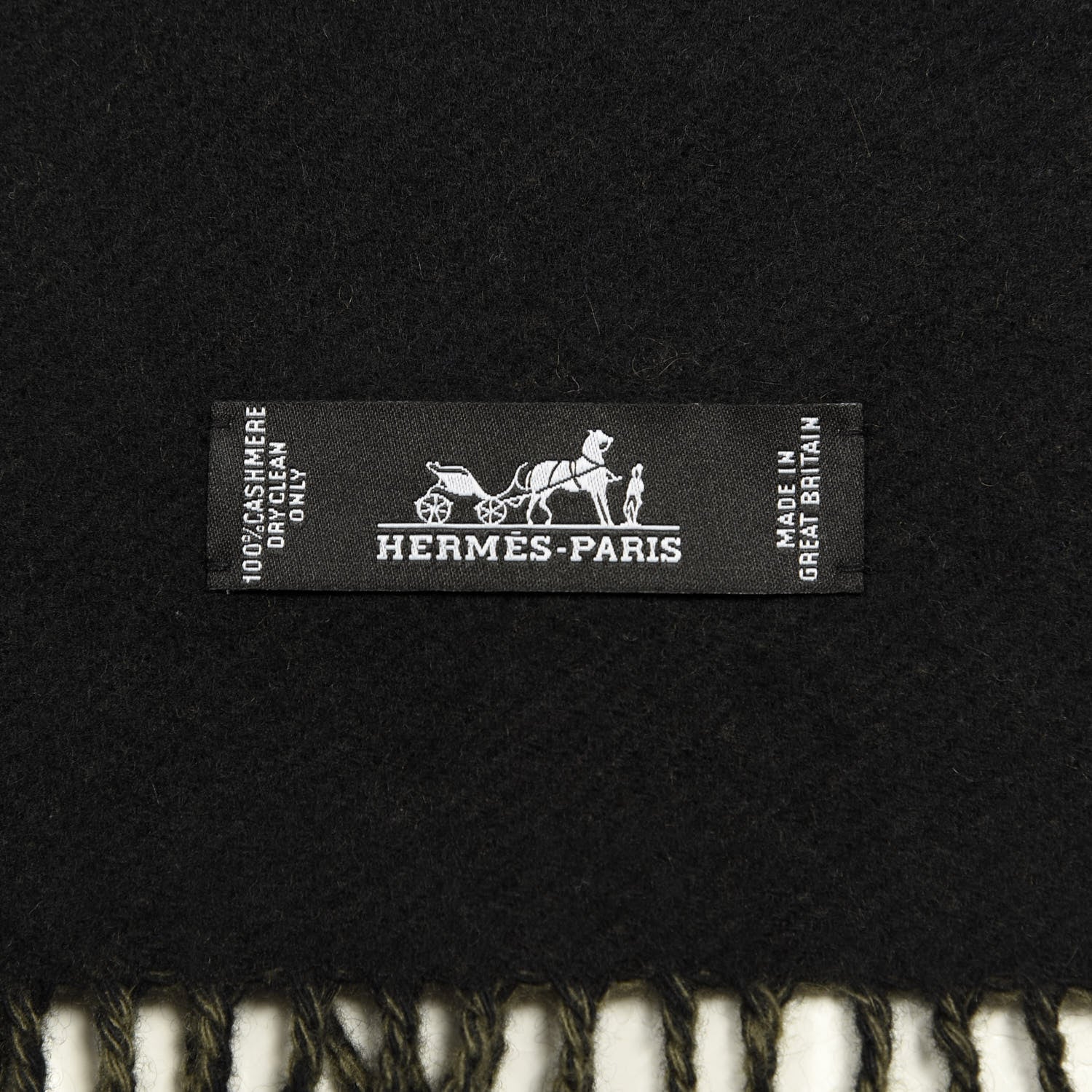 Hermes Cashmere Casaque Diamant Stole Kaki Black 2 of 3