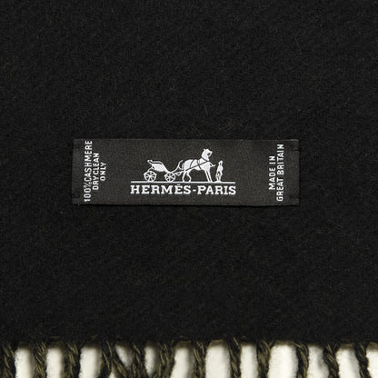 Hermes Cashmere Casaque Diamant Stole Kaki Black 2 of 3