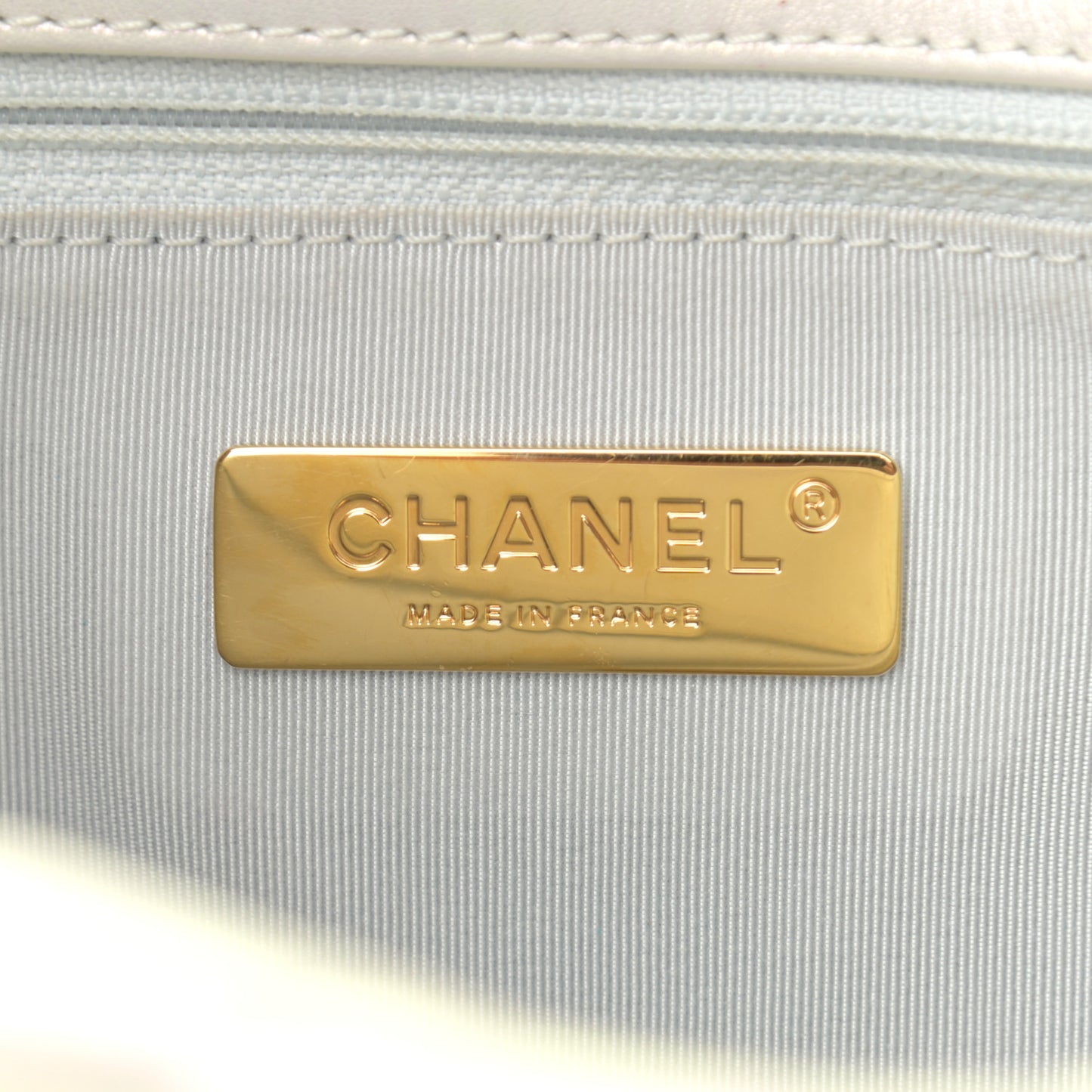 Iridescent Calfskin Quilted Medium Chanel 19 Flap White