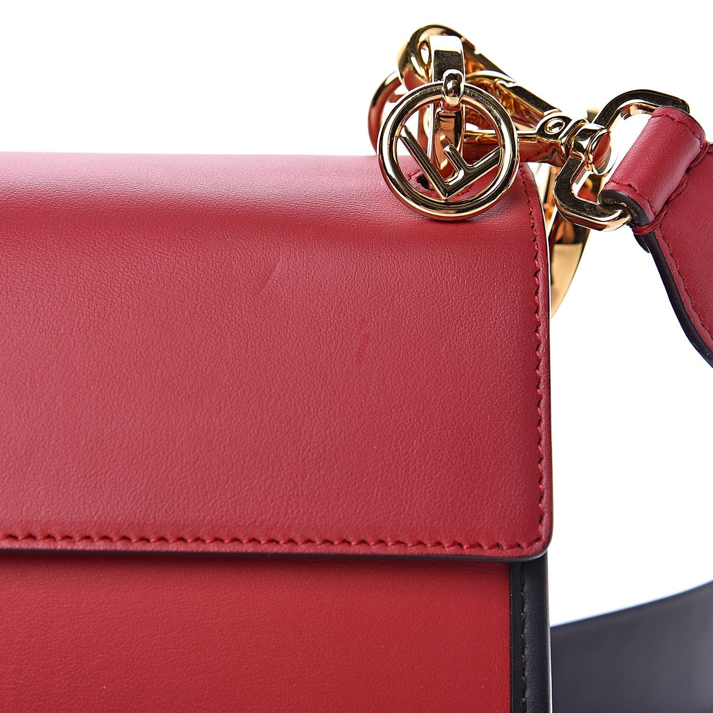 Vitello Century F is Fendi Bi-Color FF 1974 Embossed Kan I Shoulder Bag Fragola Maya Black