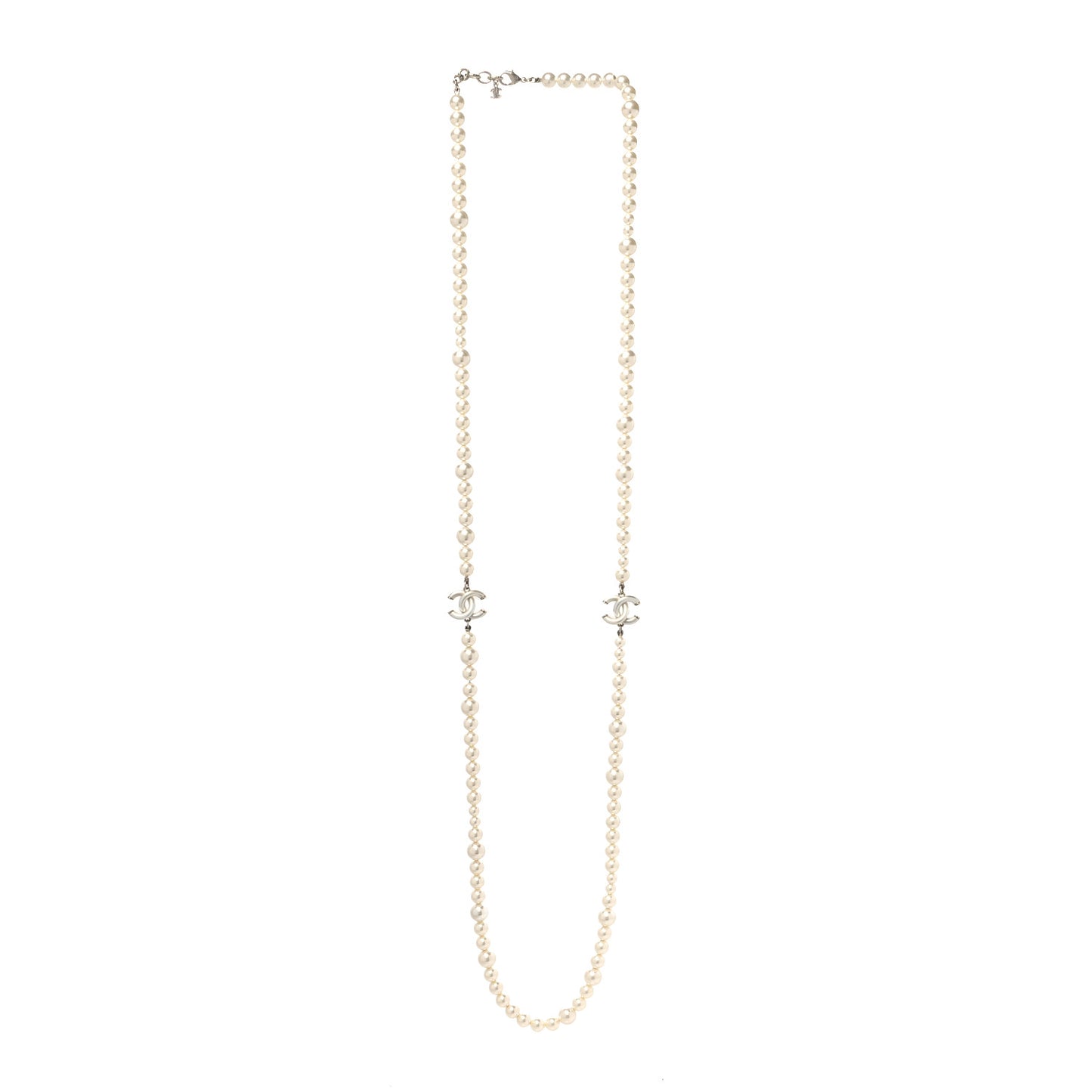 Pearl Resin CC Long Necklace Gold