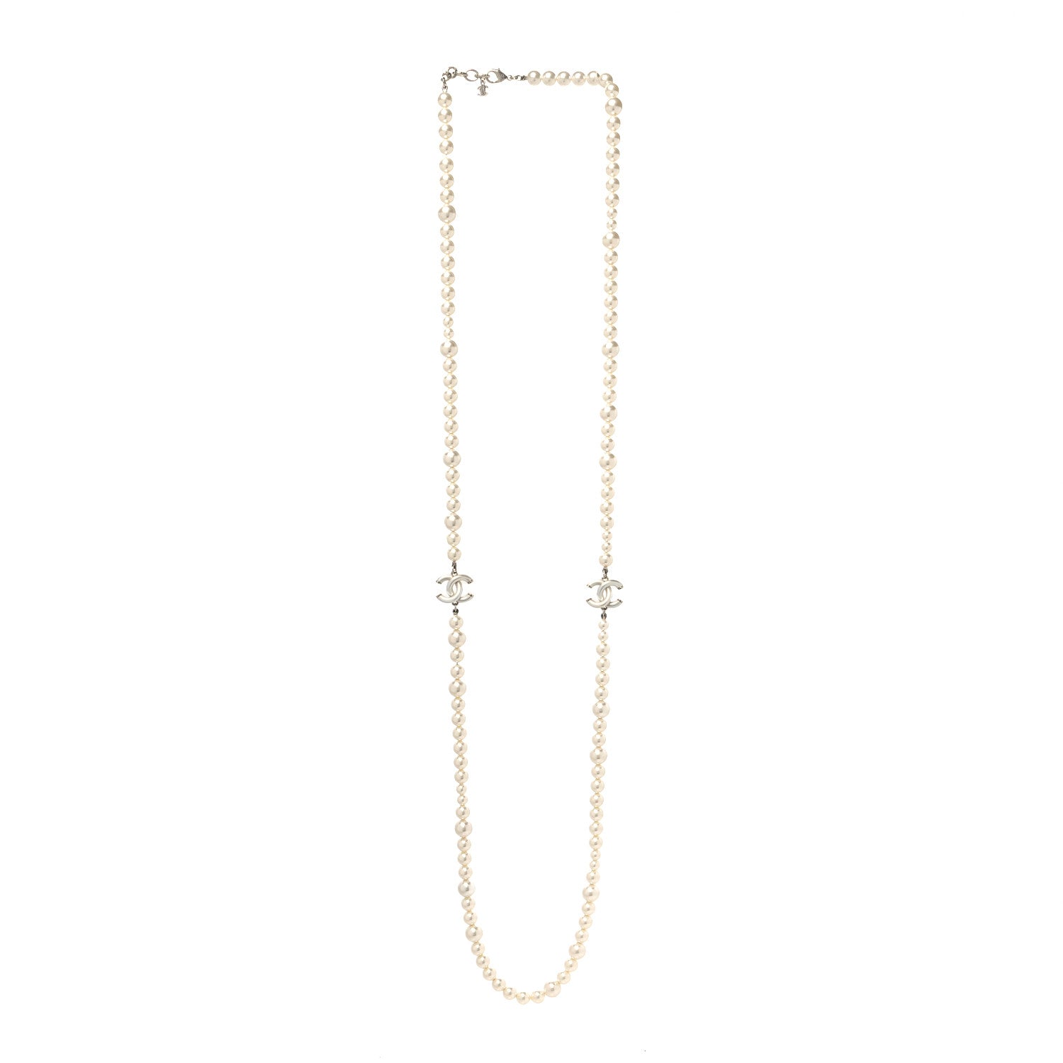 Chanel Pearl Resin CC Long Necklace Gold 4 of 6