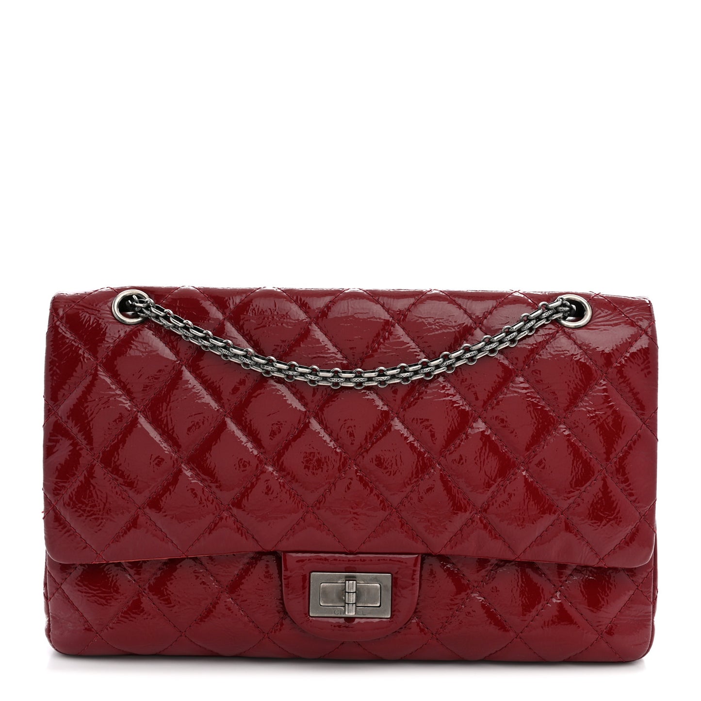 Distressed Patent Quilted 2.55 Reissue 227 Flap Raspberry Red