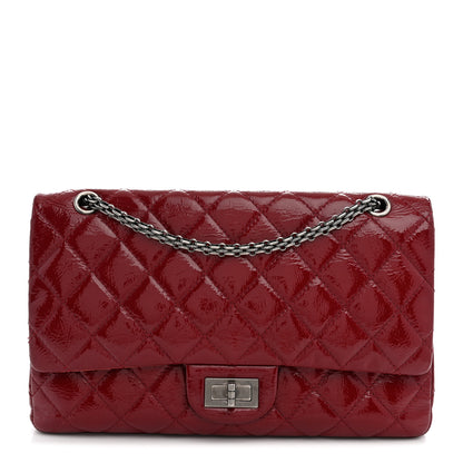 Chanel Distressed Patent Quilted 2.55 Reissue 227 Flap Raspberry Red 1 of 12