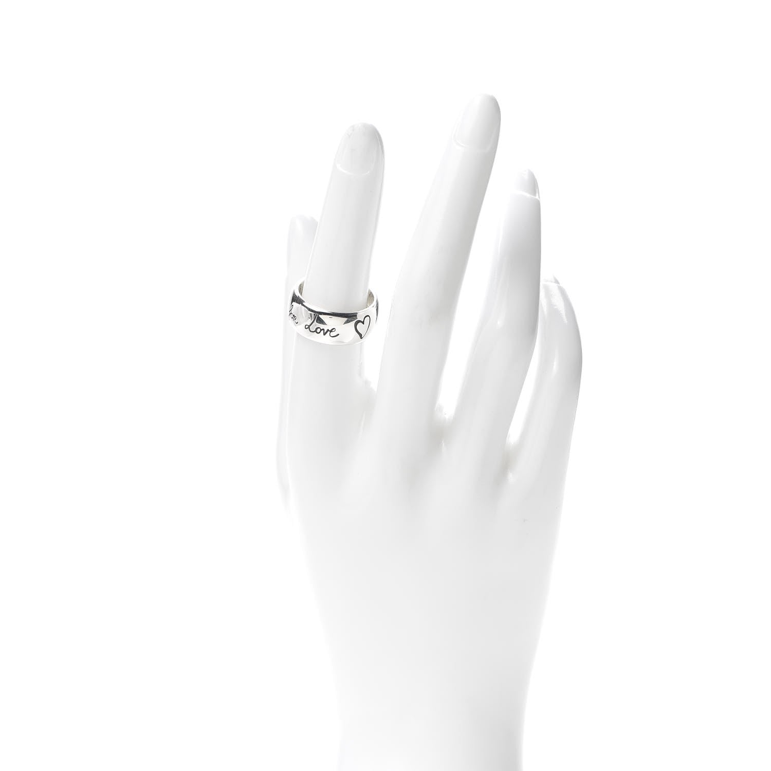 Gucci Sterling Silver Blind for Love Band Ring 56 7.5 2 of 7