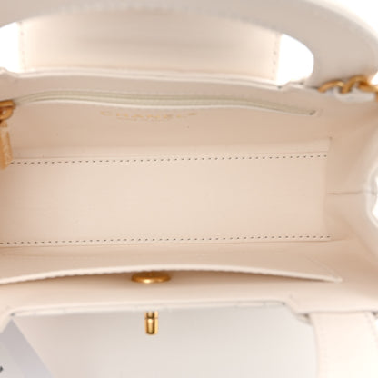 Chanel Shiny Aged Calfskin Quilted Nano Kelly Shopper White 6 of 11