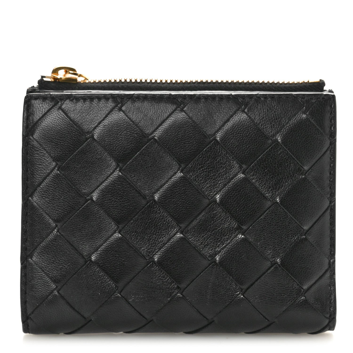 Bottega Veneta Nappa Intrecciato Small Bi-Fold Zip Wallet Black 1 of 8