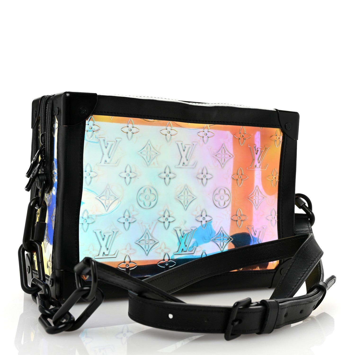 Louis Vuitton Calfskin PVC Monogram Solar Ray Soft Trunk Iridescent Prism Black 3 of 10