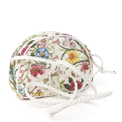Gucci Canvas Flora Floral Trapuntata Mini Zumi Dome Shoulder Bag White 2 of 9