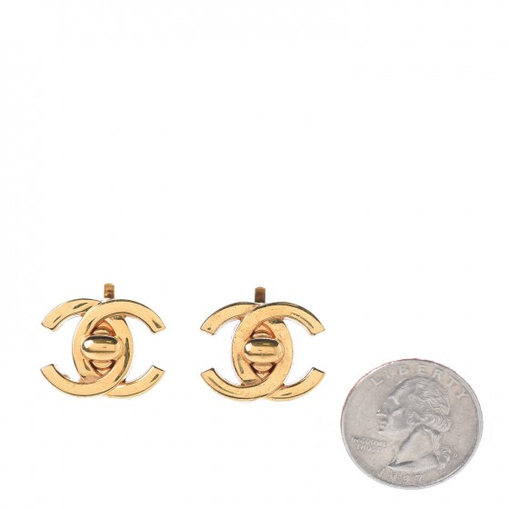 Chanel Metal CC Turnlock Clip On Earrings Gold 2 of 4