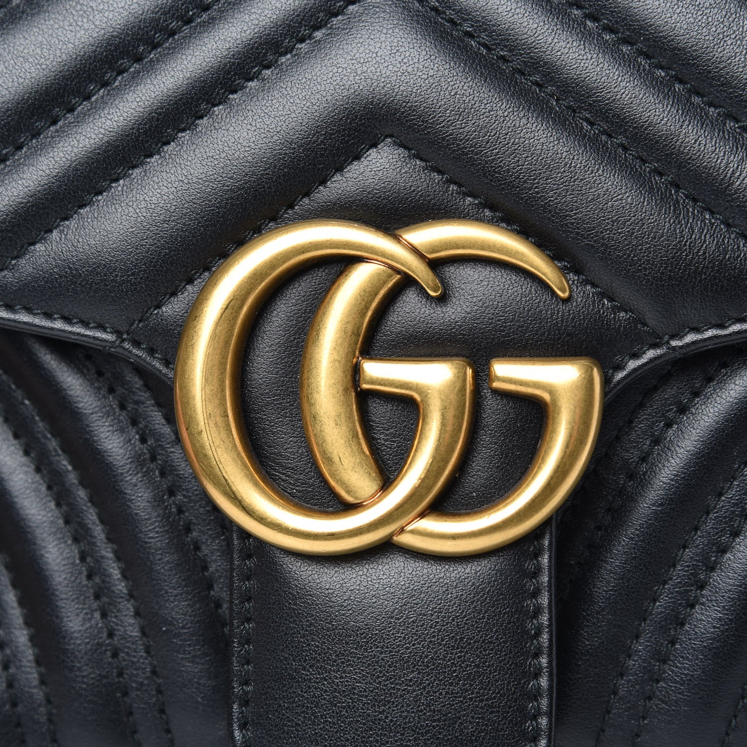 Gucci Calfskin Matelasse Small GG Marmont Shoulder Bag Black 11 of 14