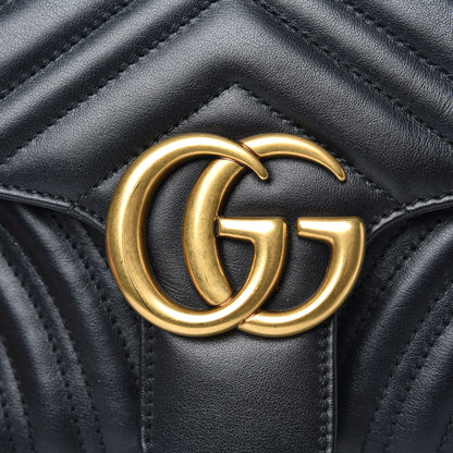 Gucci Calfskin Matelasse Small GG Marmont Shoulder Bag Black 11 of 14