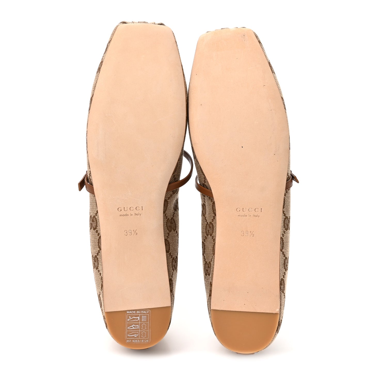 GG Monogram Horsebit Bow Ballet Flats 39.5 Beige Ebony Sundial