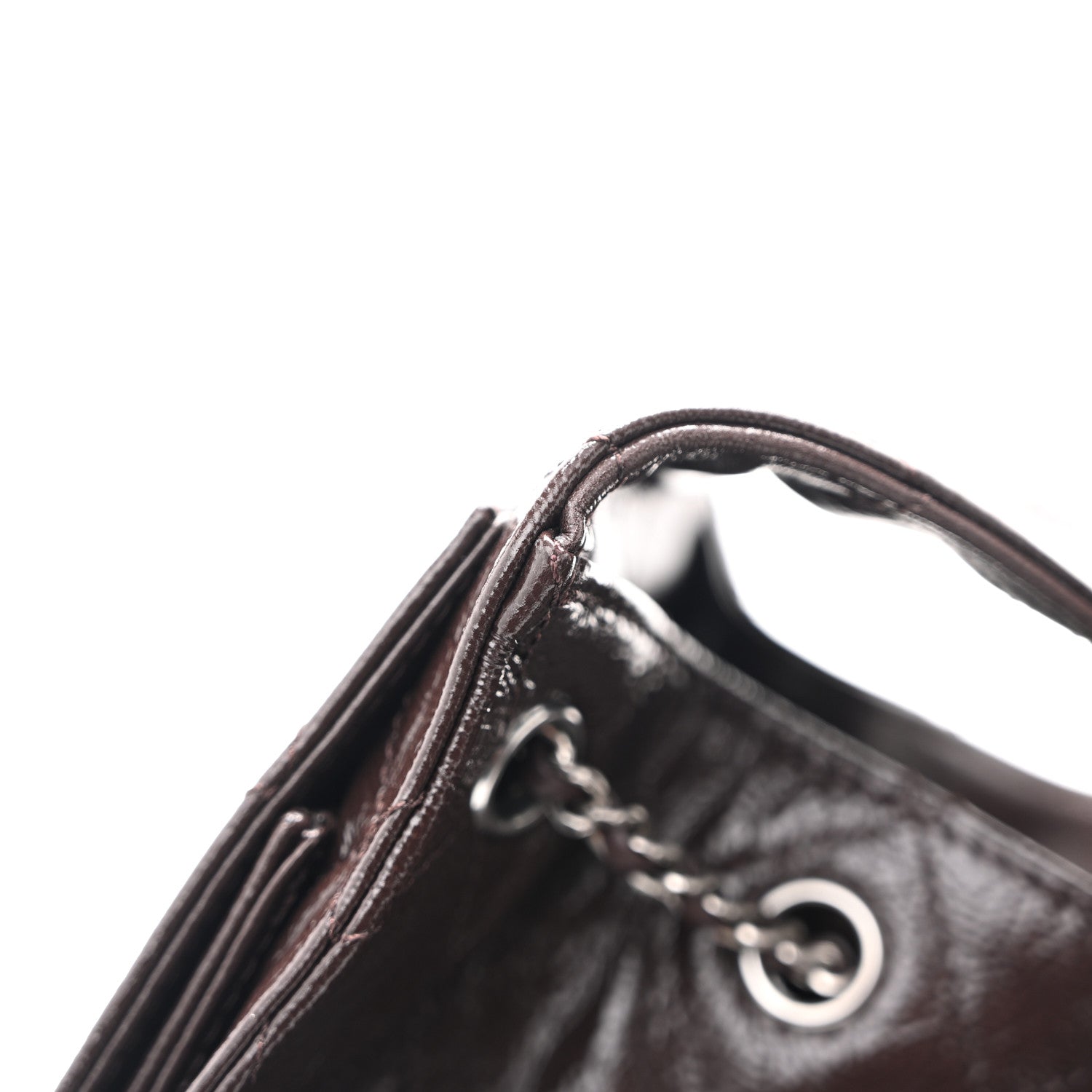 Chanel Shiny Crumpled Calfskin Quilted Small Chanel 25 Handbag Dark Brown 11 of 11