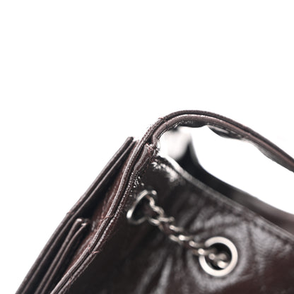 Chanel Shiny Crumpled Calfskin Quilted Small Chanel 25 Handbag Dark Brown 11 of 11