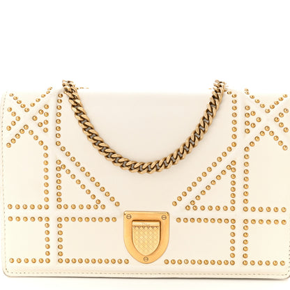 Christian Dior Lambskin Studded Diorama Wallet on Chain Pouch Off White 8 of 13