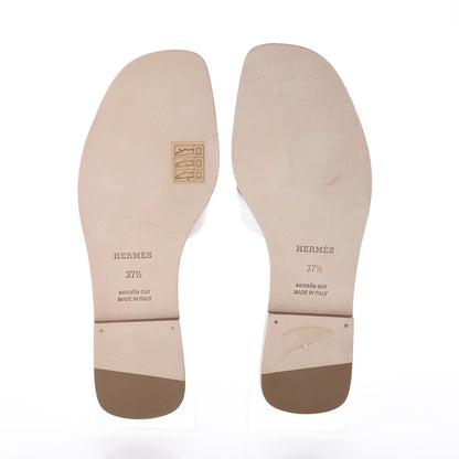 Hermes Box Calfskin Oran Sandals 37.5 Palissandre White 5 of 7
